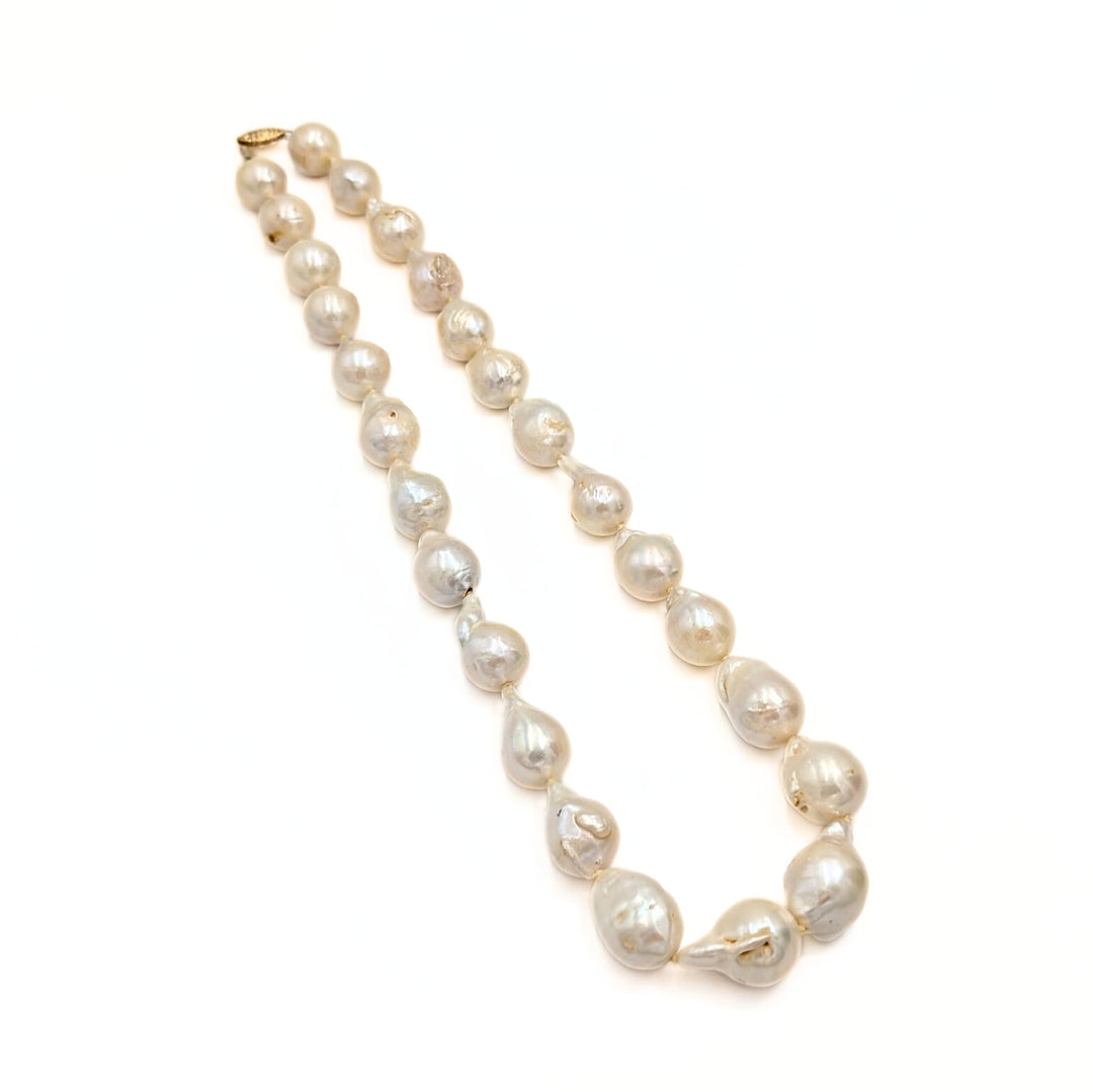 Vintage Baroque Pearl Necklace with 14K Yellow Gold Clasp