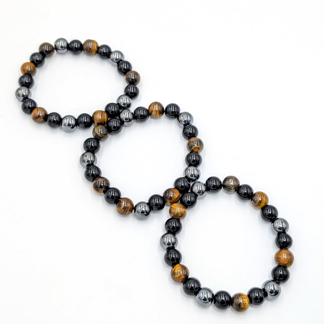 Protection Beaded Bracelet – Tiger’s Eye, Obsidian & Hematite