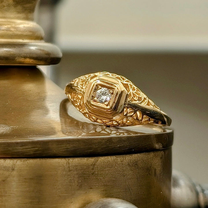 Vintage Vellmar Old Mine Cut Diamond Ring in 14K Yellow Gold