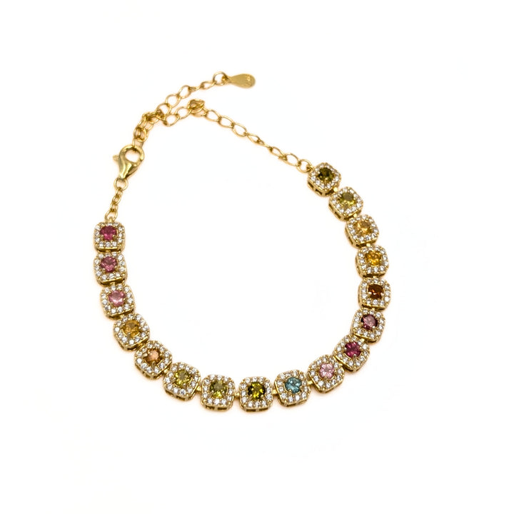 Multicolored Tourmaline Tennis Bracelet in Gold over Sterling Silver