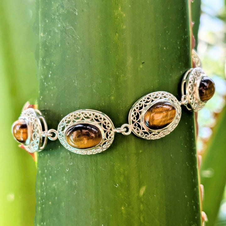 Vintage Tigers Eye Bracelet in Sterling Silver