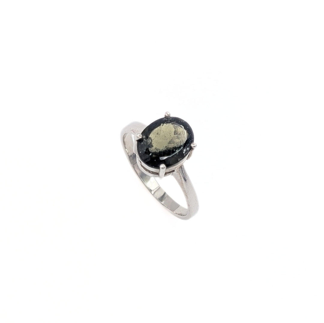 Moldavite Ring in Sterling Silver