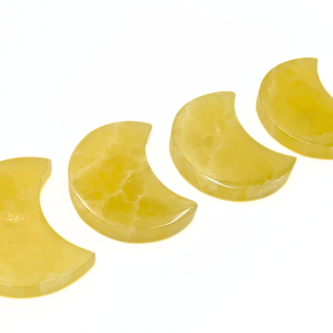 Carved Yellow Calcite Crescent Moon
