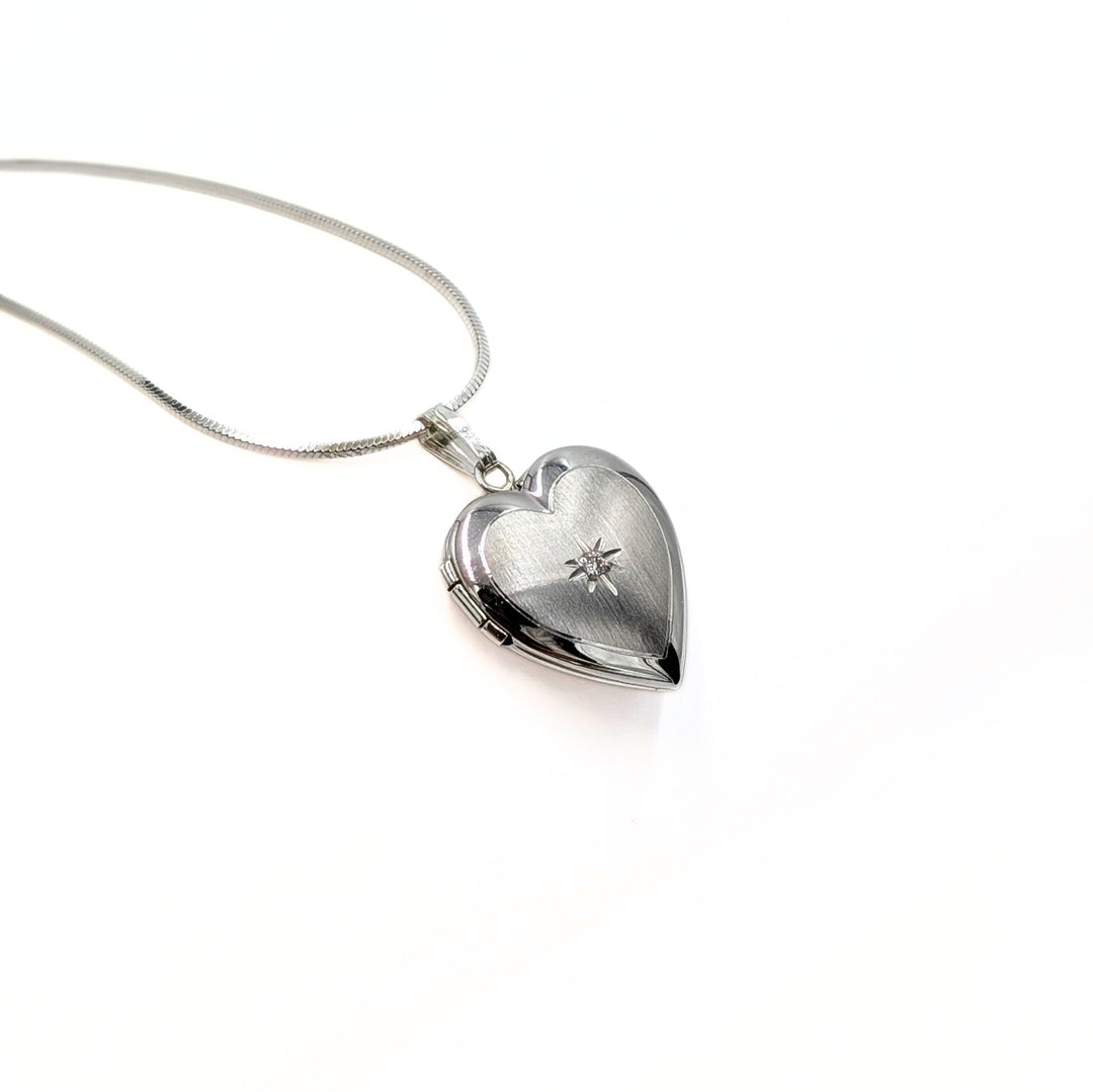 Diamond Accent Heart Locket Necklace in Sterling Silver