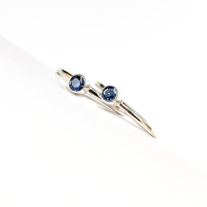 Round-Cut Blue Sapphire Ring in Sterling Silver