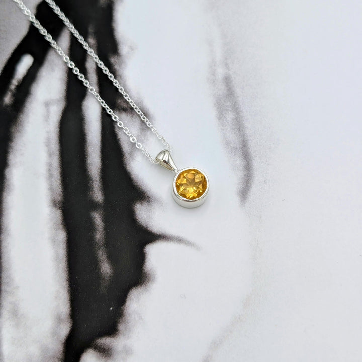 Round-Cut Citrine Necklace Set in Sterling Silver