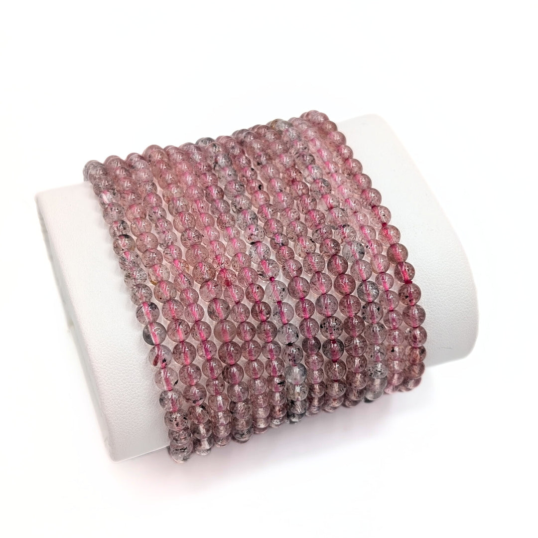 Strawberry Quartz Beaded Bracelet - 4mm