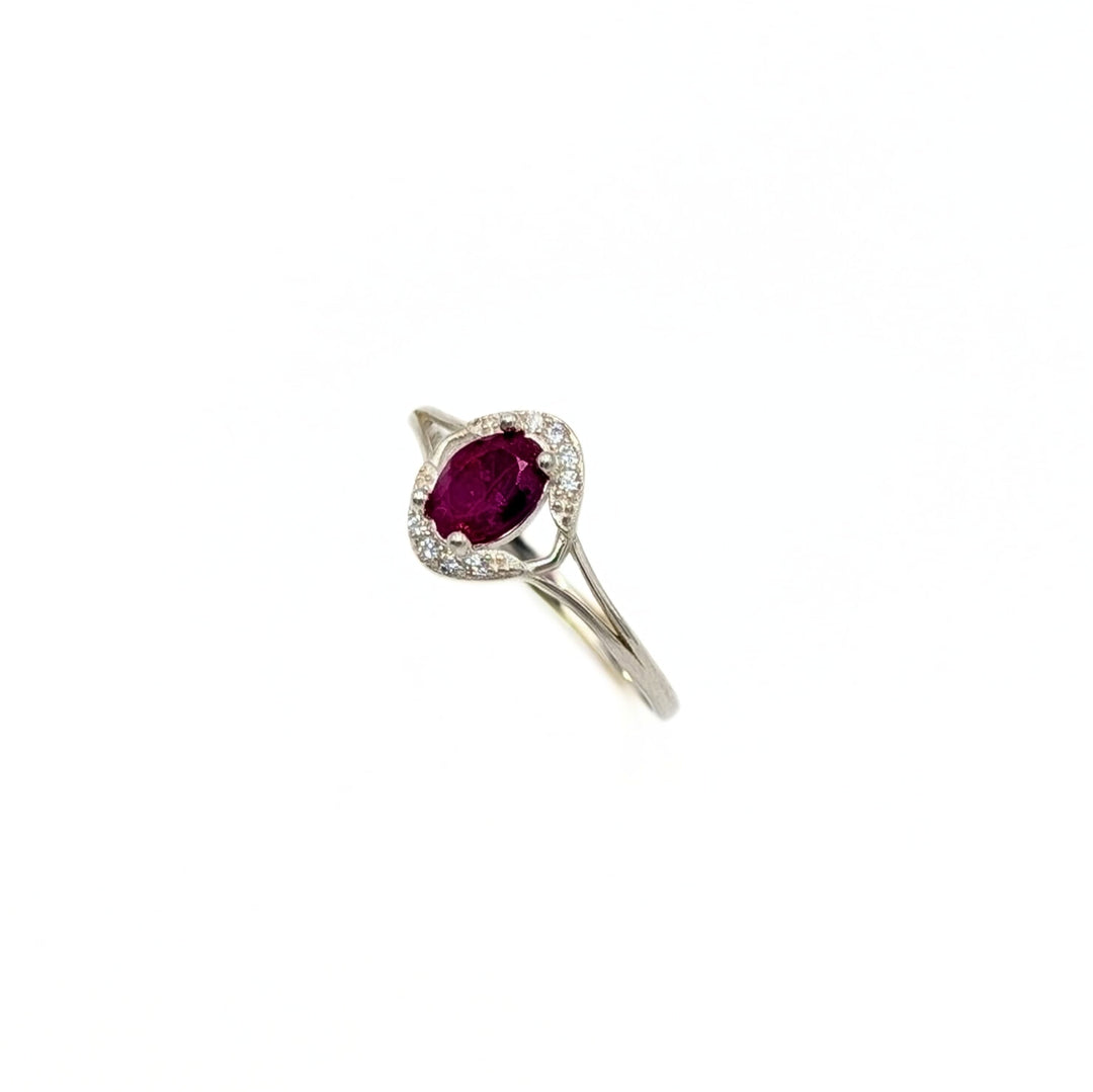 Natural Ruby & Cubic Zirconia Ring in Sterling Silver