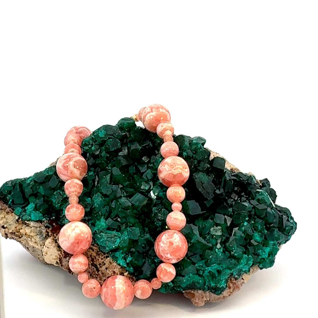 Rhodochrosite Beaded Bracelet with Gold-Fill Clasp