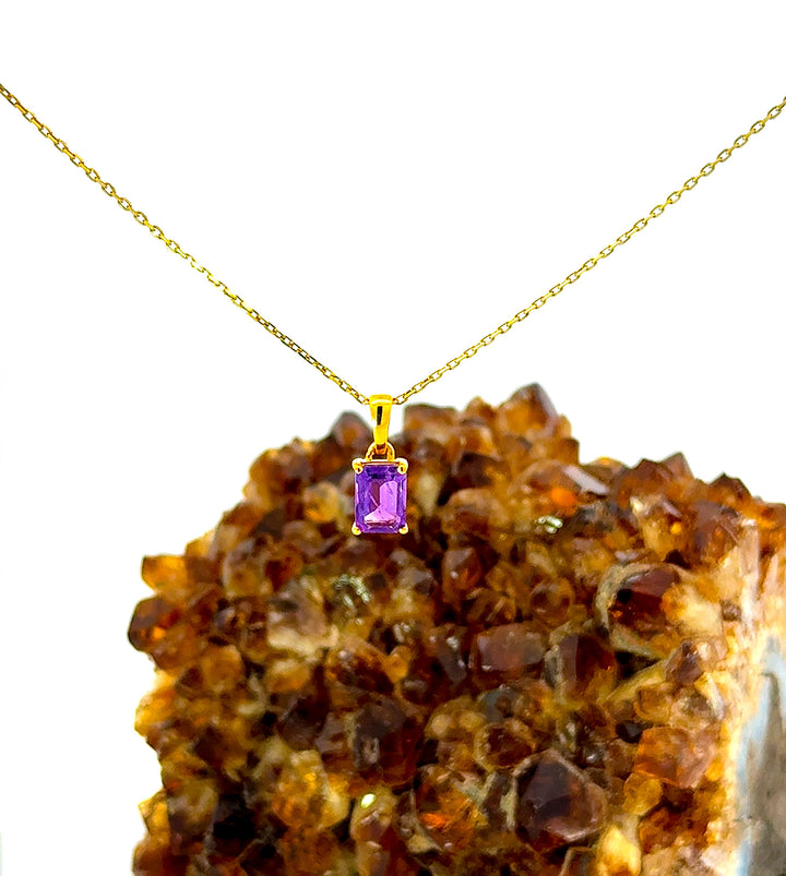 Emerald Cut Amethyst Necklace in 18kt Gold Vermeil