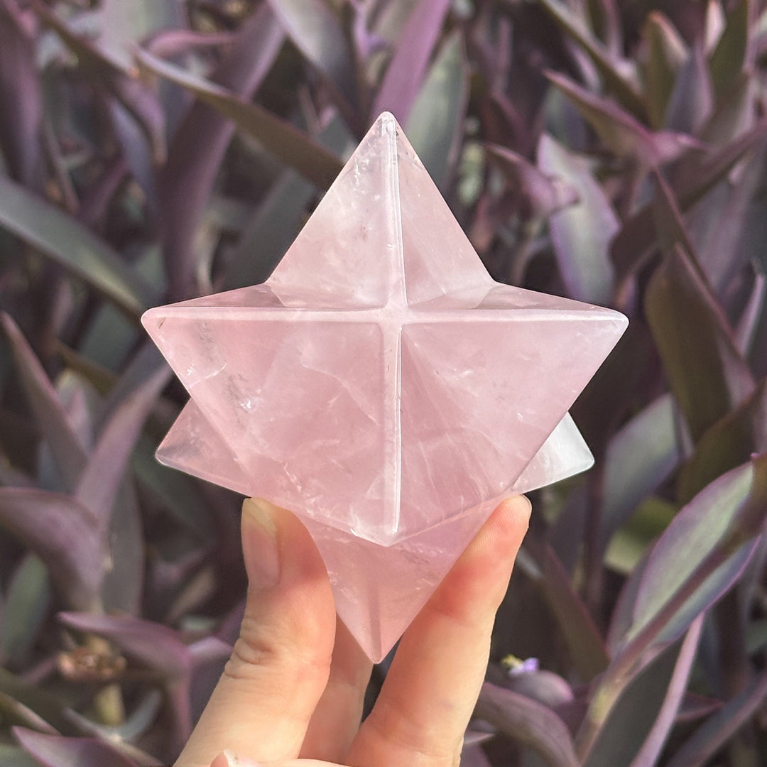Rose Quartz Merkaba Carved Crystal