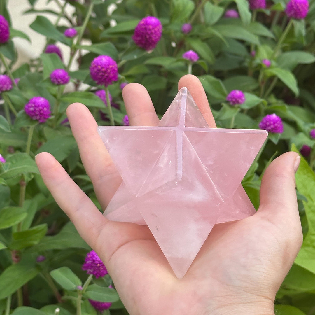 Rose Quartz Merkaba Carved Crystal
