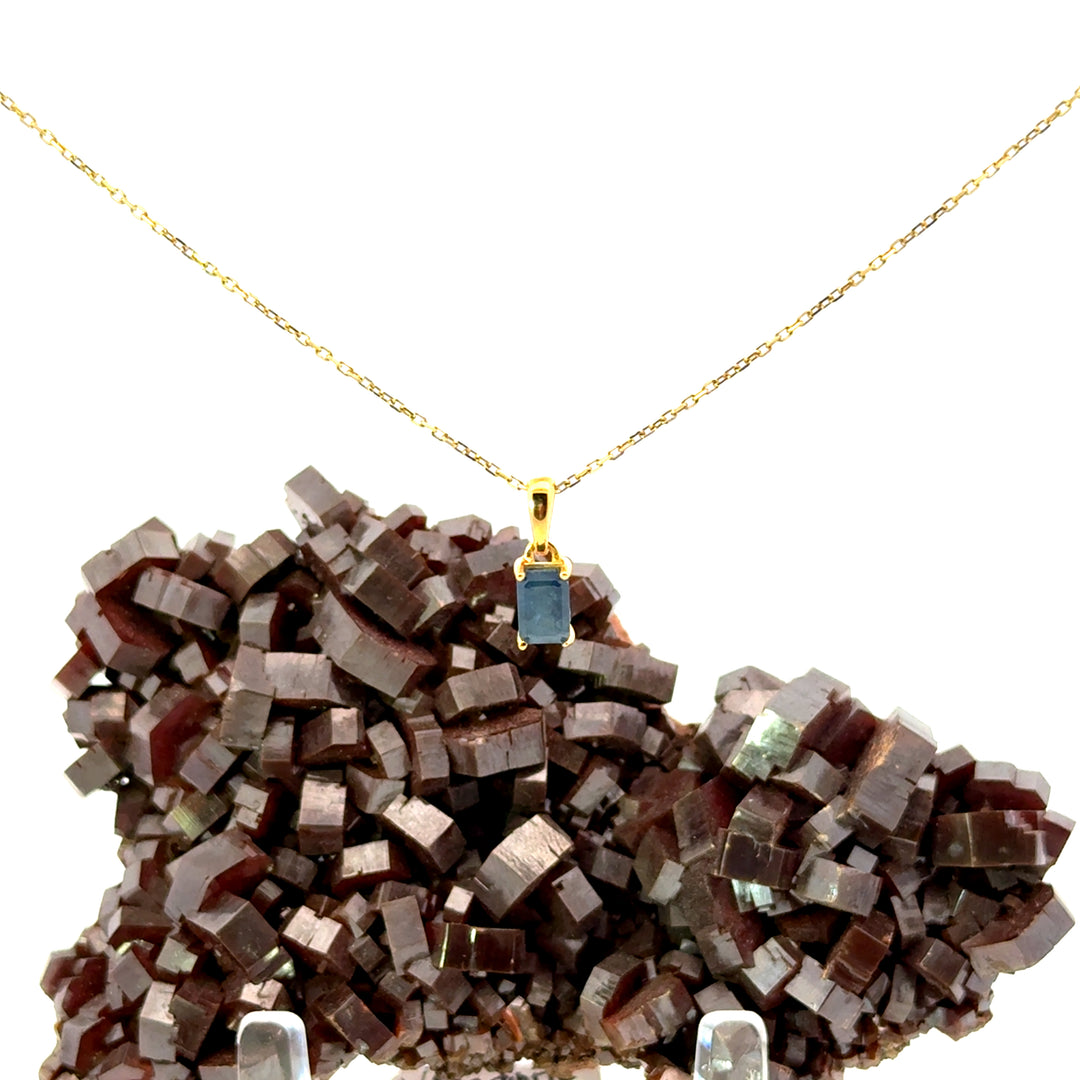 Emerald Cut Sapphire Necklace in Vermeil