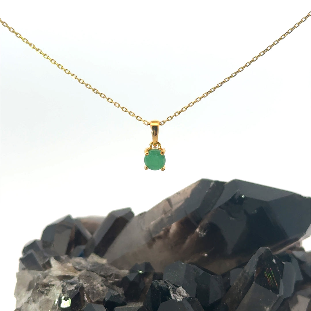 Round Cut Emerald Necklace in Vermeil