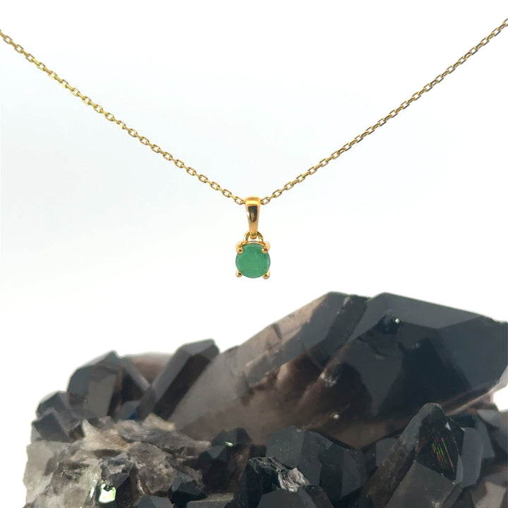 Round Cut Emerald Necklace in Vermeil