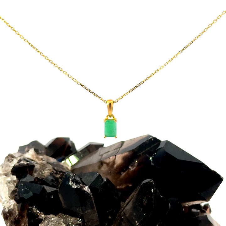 Emerald Cut Emerald Necklace in Vermeil