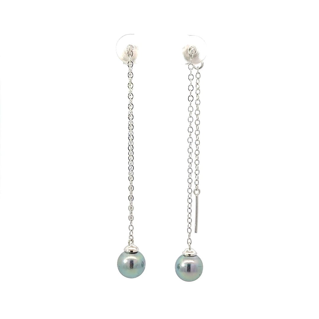 Pearl & Sterling Silver Threader Earrings