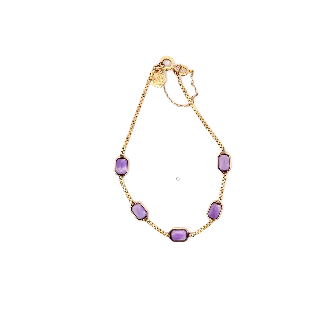 Vintage Amethyst Bracelet in 14K Yellow Gold