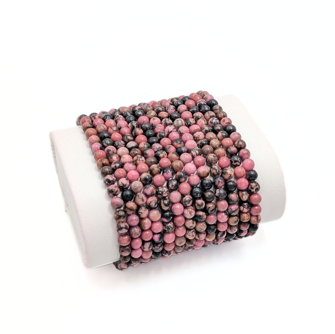 Rhodonite Beaded Bracelet – 4mm