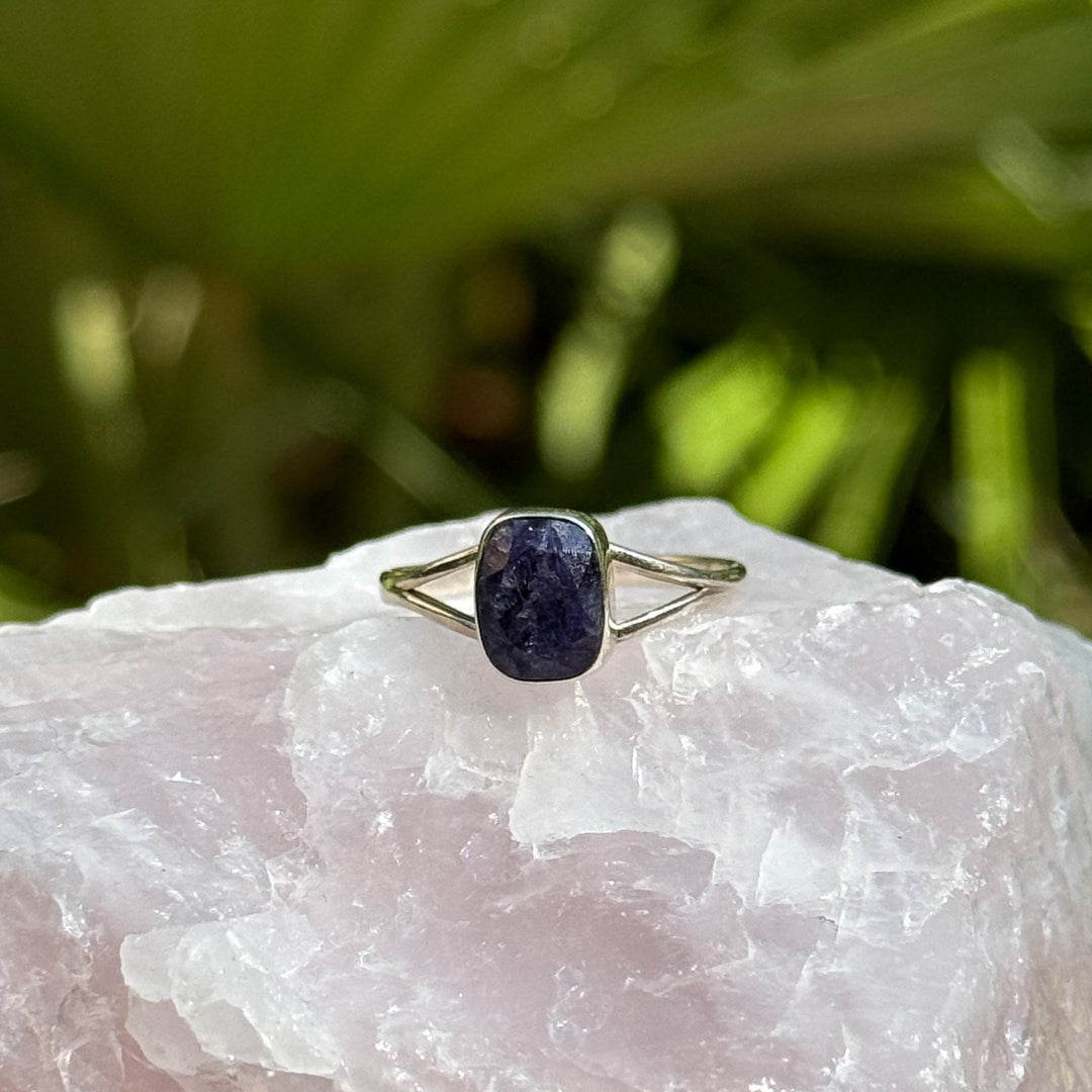 Cushion Cut Sapphire Ring in Sterling Silver