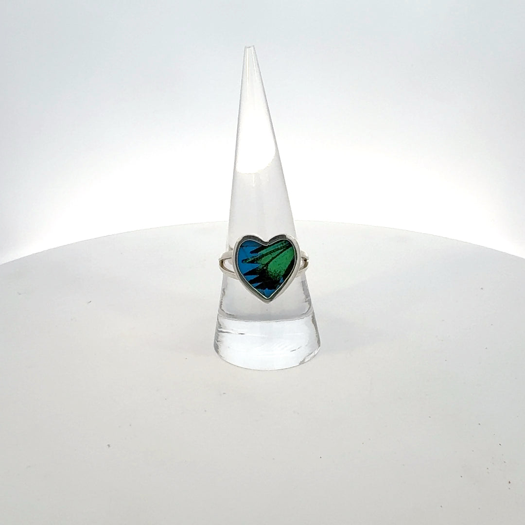 Real Butterfly Wing Heart Ring in Sterling Silver