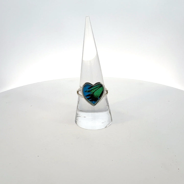 Real Butterfly Wing Heart Ring in Sterling Silver