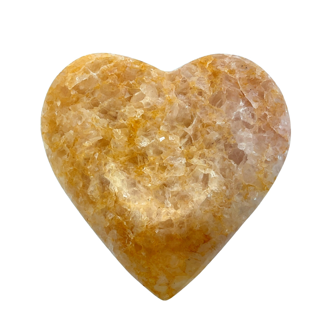 Golden Healer Heart Carved Crystal
