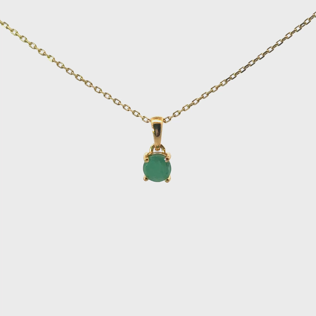 Round Cut Emerald Necklace in Vermeil