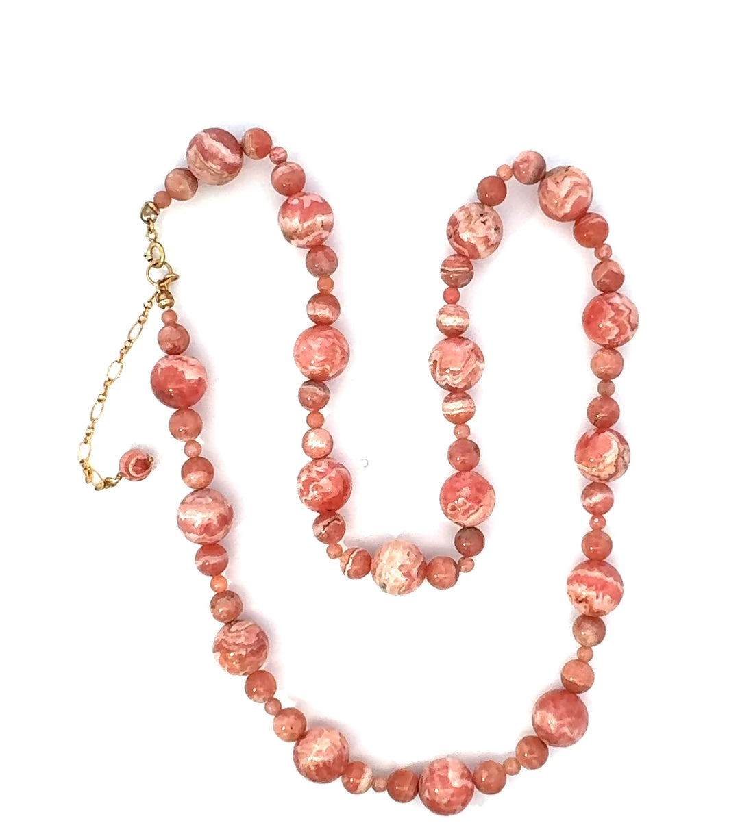 Rhodochrosite Beaded Necklace with Gold-Fill Clasp