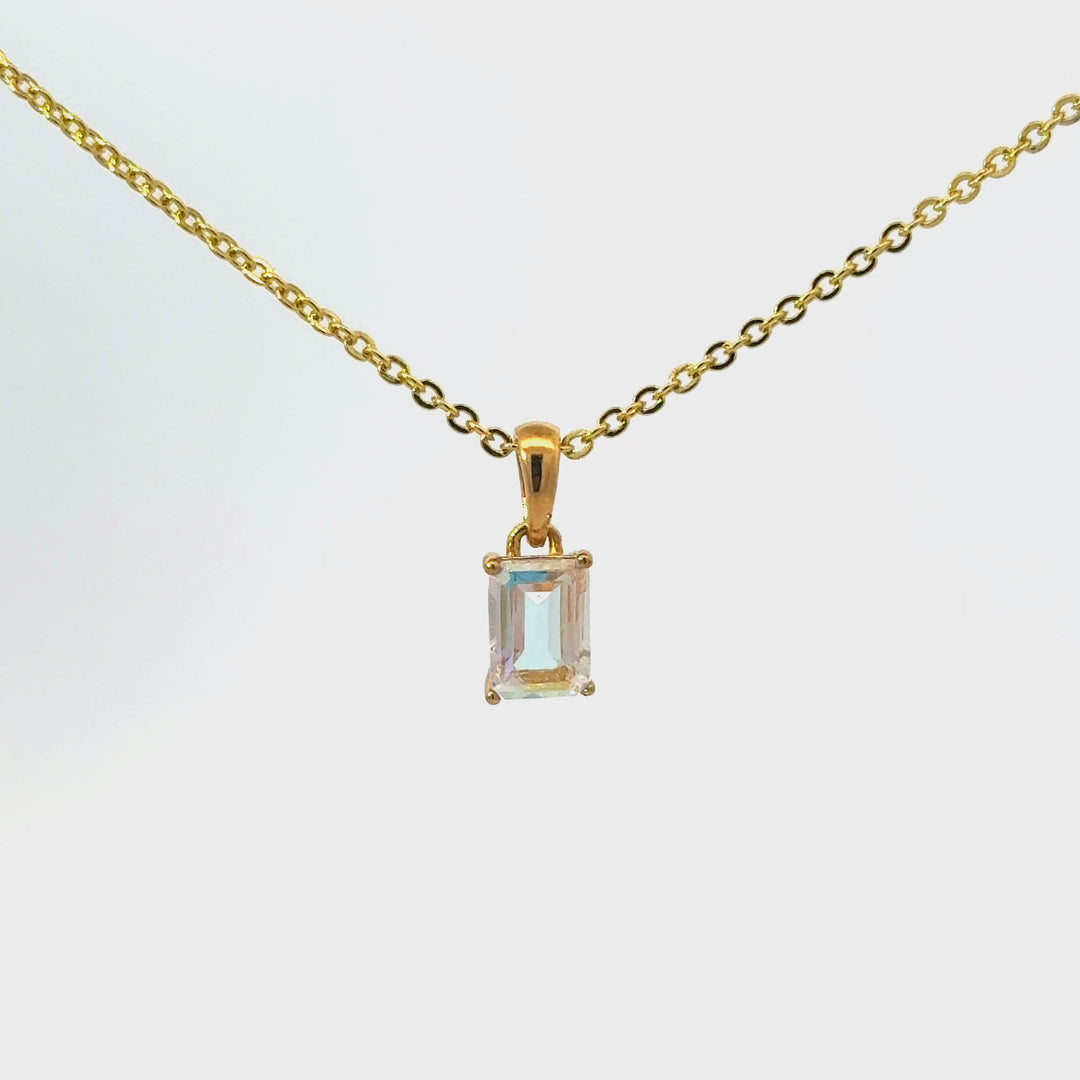 Emerald Cut Mystic Topaz Necklace in Vermeil