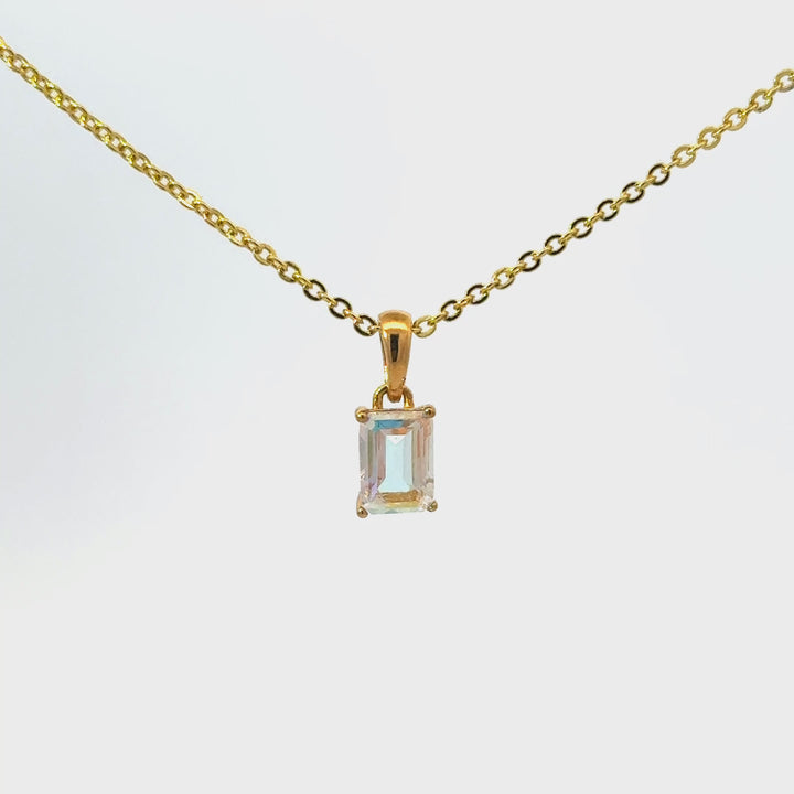 Emerald Cut Mystic Topaz Necklace in Vermeil