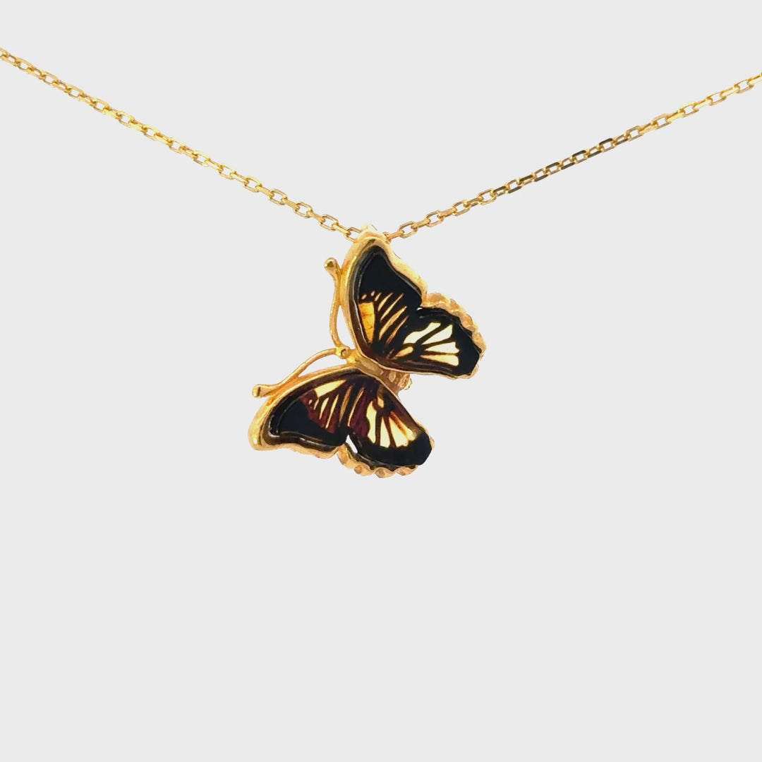 Amber Butterfly Necklace in Vermeil