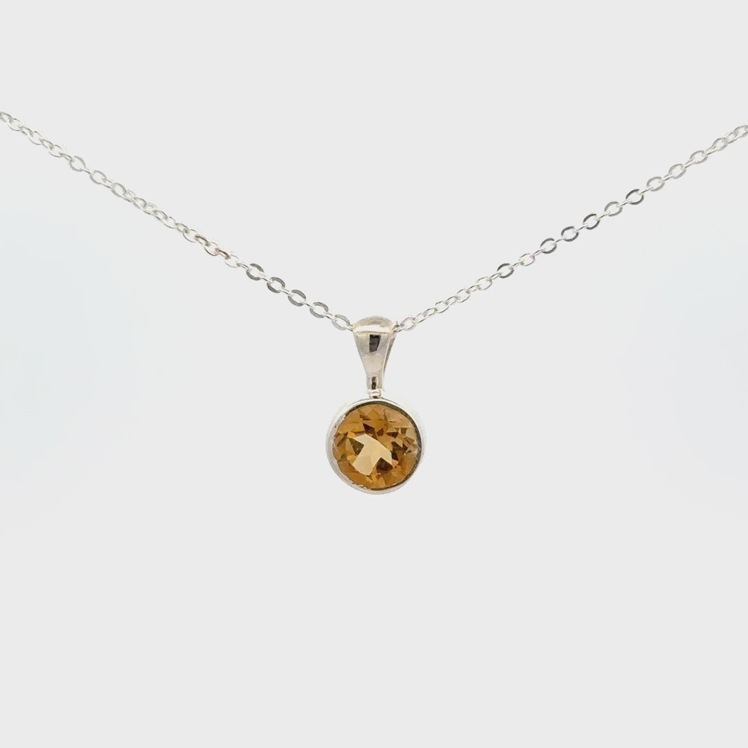 Round-Cut Citrine Necklace Set in Sterling Silver