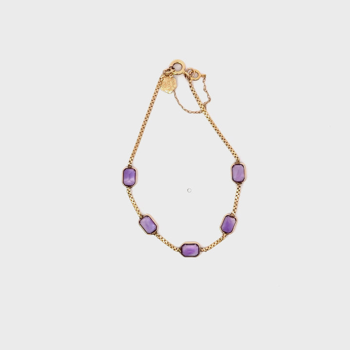 Vintage Amethyst Bracelet in 14K Yellow Gold