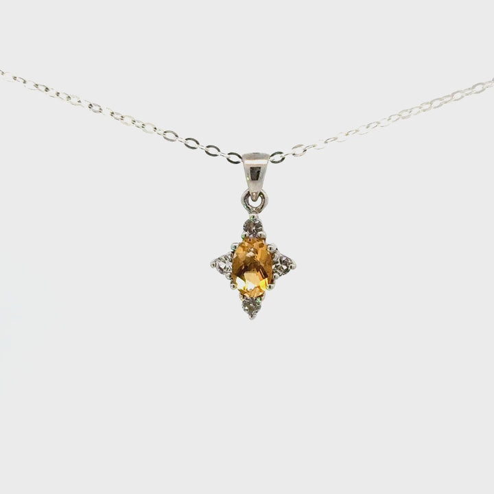 Citrine & White Topaz Necklace in Sterling Silver