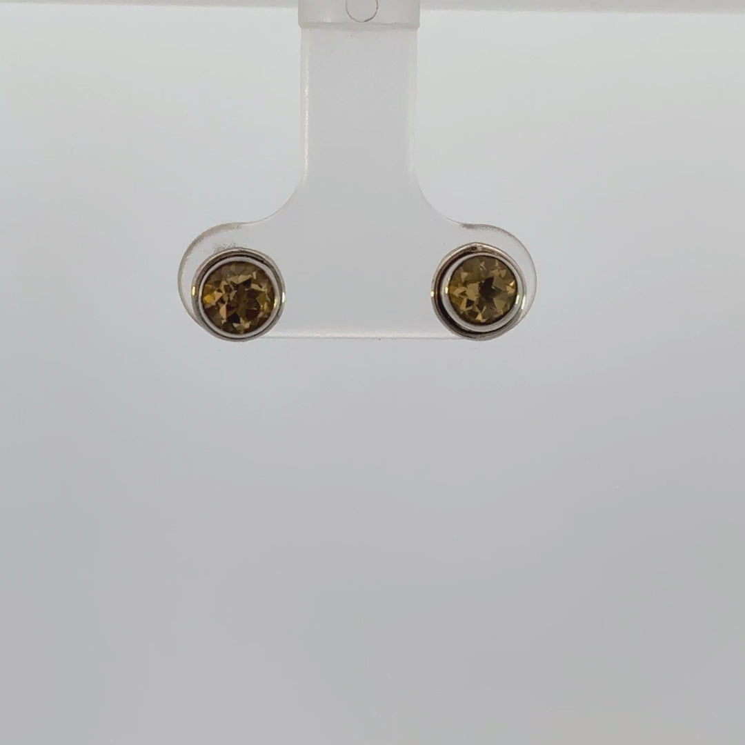 Round Cut Citrine Stud Earrings in Sterling Silver