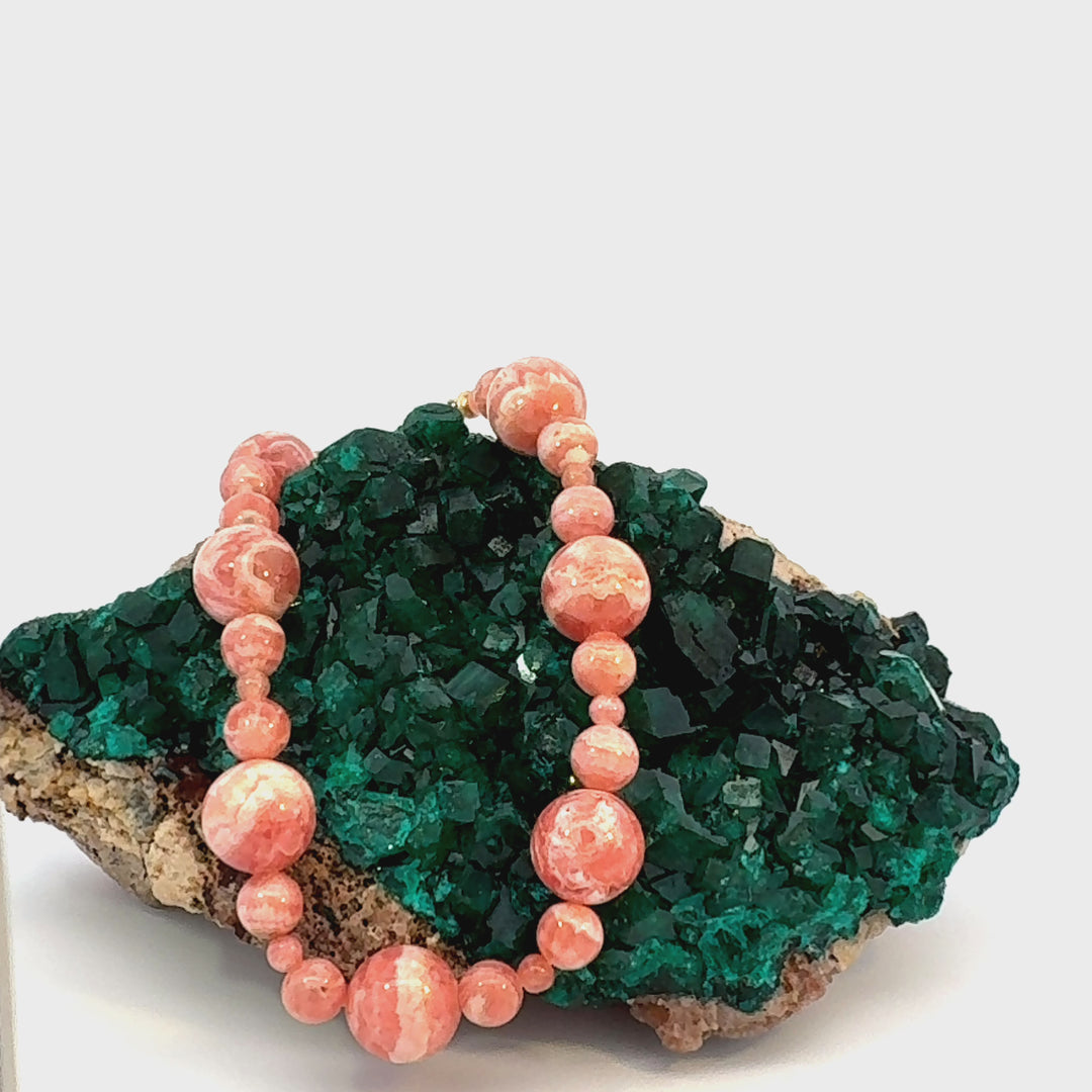 Rhodochrosite Beaded Bracelet with Gold-Fill Clasp