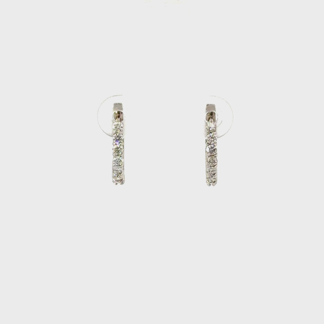 Brilliant Round-Cut Diamond Huggie Hoop Earrings in 14k White Gold