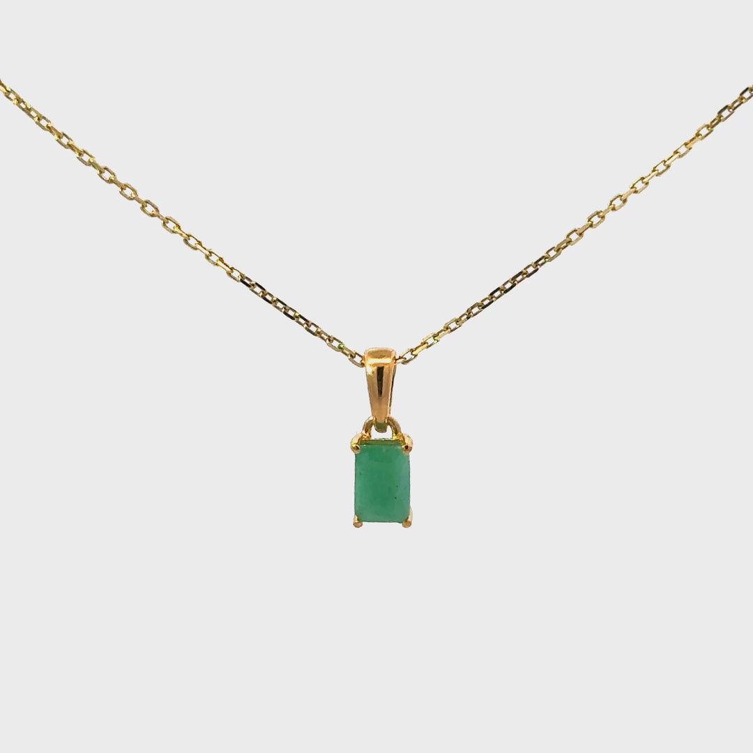 Emerald Cut Emerald Necklace in Vermeil