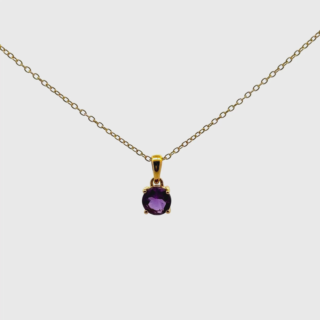 Round Cut Amethyst Necklace in 18kt Gold Vermeil
