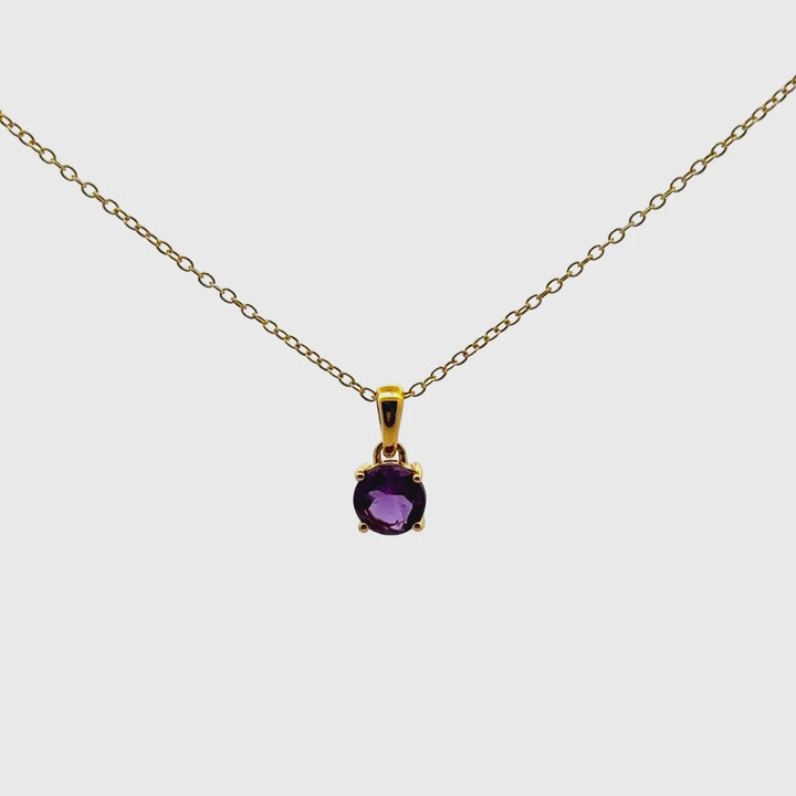 Round Cut Amethyst Necklace in 18kt Gold Vermeil