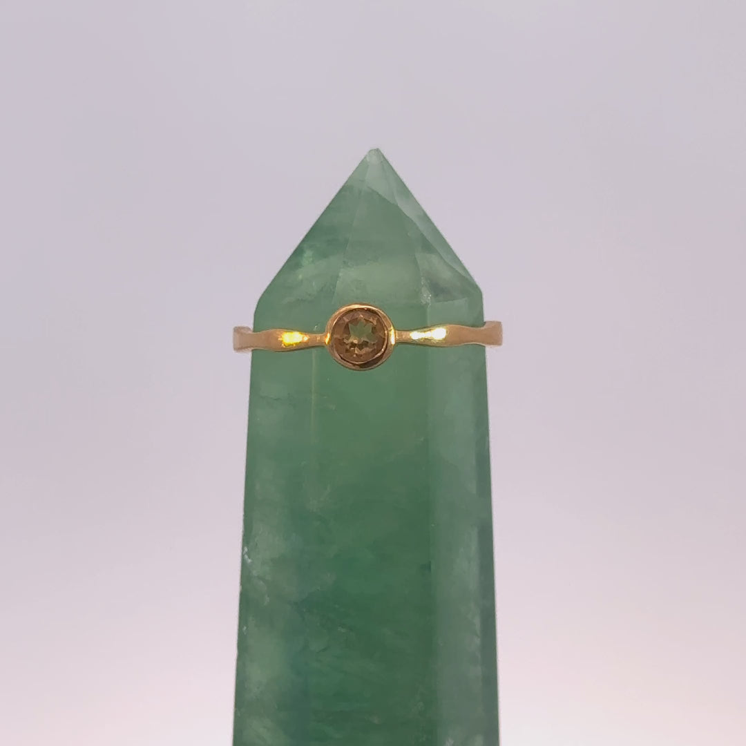 Round Cut Citrine Ring in Vermeil
