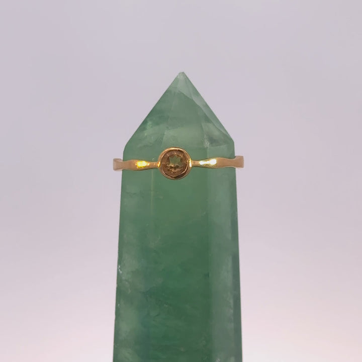 Round Cut Citrine Ring in Vermeil