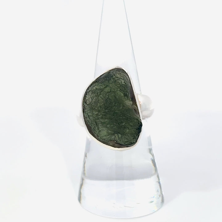 Moldavite Freeform Ring in Sterling Silver