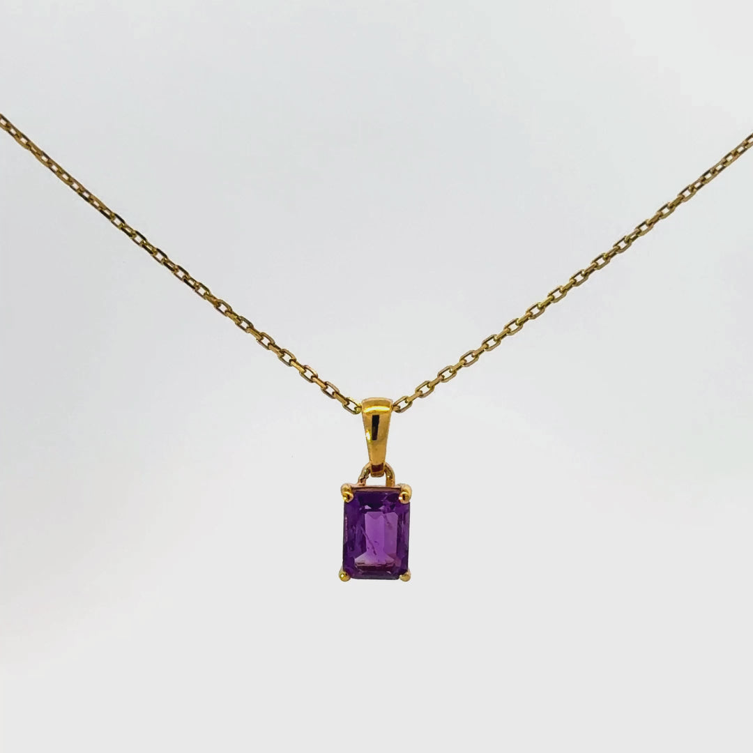 Emerald Cut Amethyst Necklace in 18kt Gold Vermeil