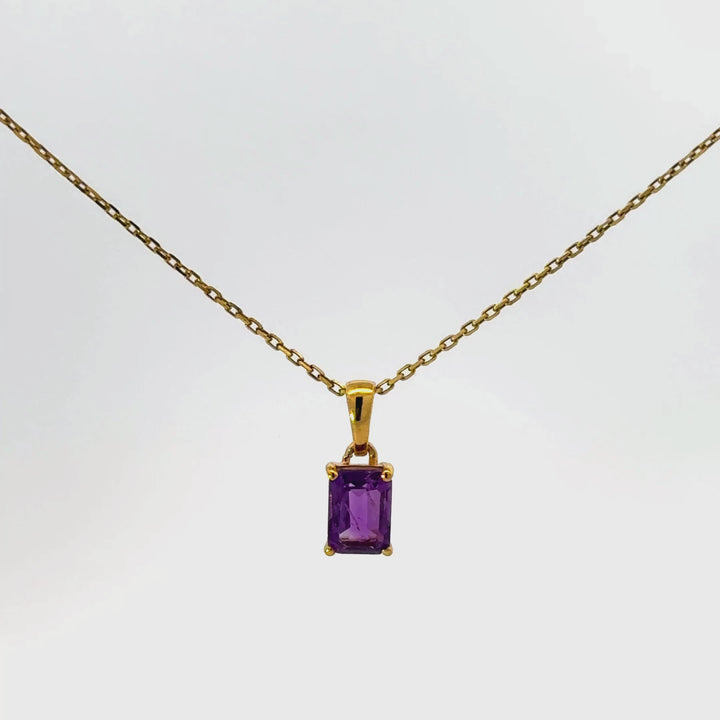 Emerald Cut Amethyst Necklace in 18kt Gold Vermeil