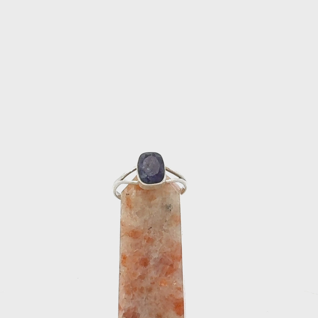 Cushion Cut Sapphire Ring in Sterling Silver