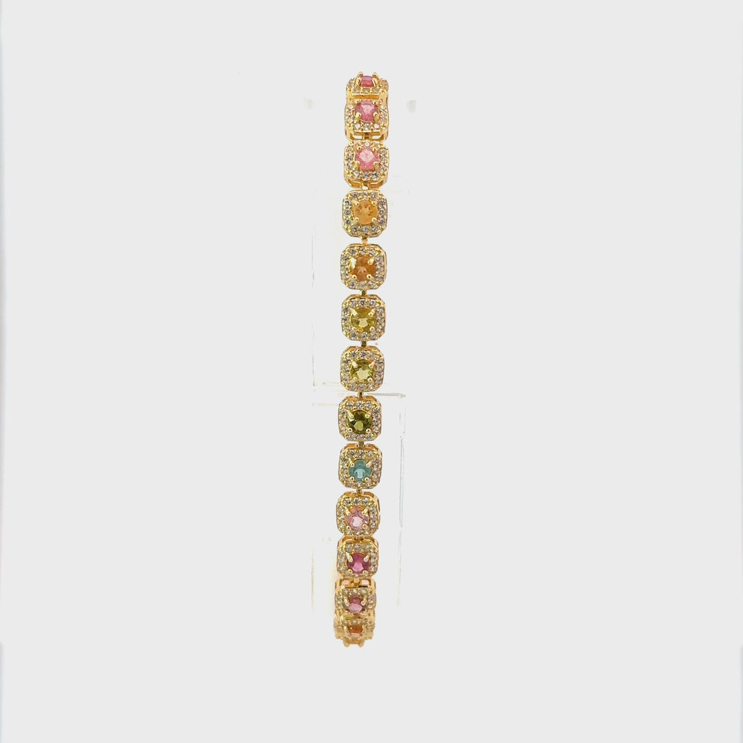 Multicolored Tourmaline Tennis Bracelet in Gold over Sterling Silver