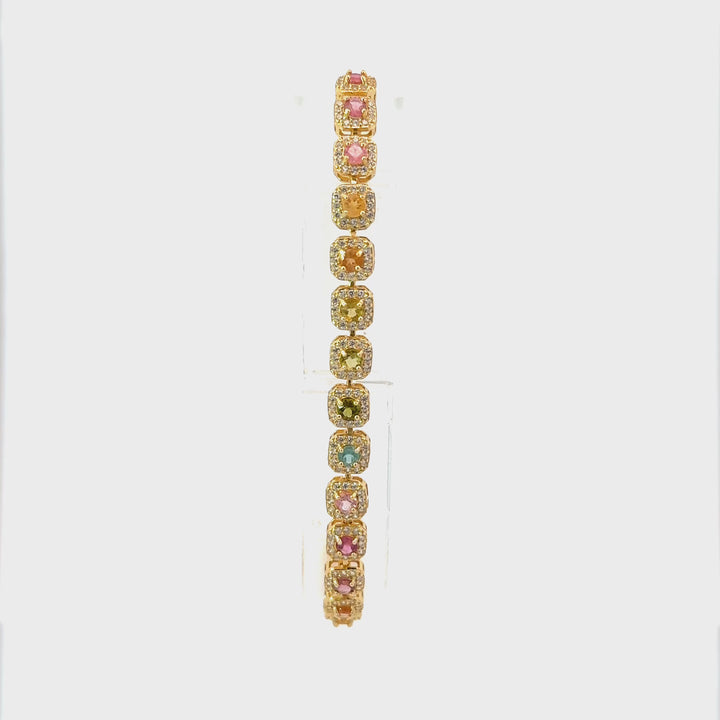 Multicolored Tourmaline Tennis Bracelet in Gold over Sterling Silver