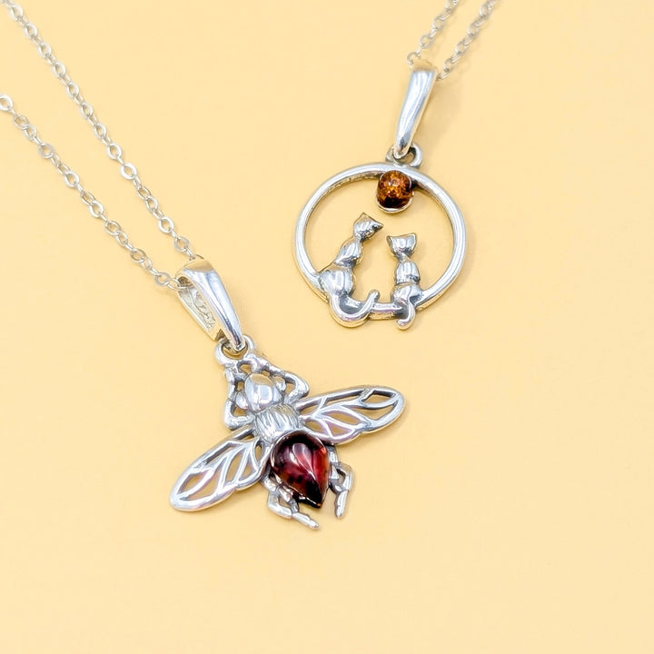 Amber Necklaces in Sterling Silver